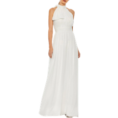 Mac Duggal High Neck Chiffon Gown - White