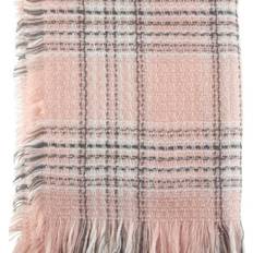 Saro Lifestyle Plaid Fringe Blankets Pink (152.4x127)