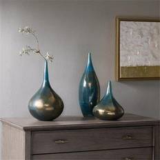 Vases Madison Park Signature Aurora Rainbow Glass 3-pc. Set, Blue