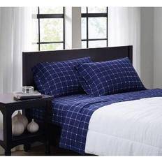 Blue - Queen Bed Sheets Truly Soft Tattersall Bed Sheet Blue, White (259.08x228.6)