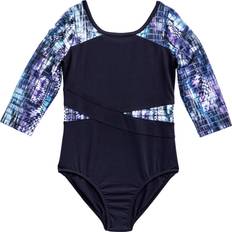 Boys Swimsuits Children's Clothing Rainbeau Moves Girl's Seismic Waves 3/4 Sleeve Mesh Leotard - Black (RB6833G)