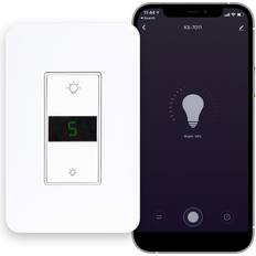 Jonathan Y Smart Lighting Led Display Dimmer Switch With Wifi Remote App Control White White