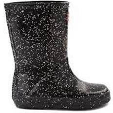 Latex Children's Shoes Hunter First Classic Glitter Rain Boot - Black/Black