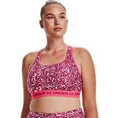 Under Armour Women Clothing Under Armour Women's Crossback Print Mid Sports Bra Pink, Women's Workout Bras at Academy Sports