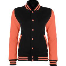 AWDis Women's Electric Varsity Jacket - Jet Black/Electric Orange