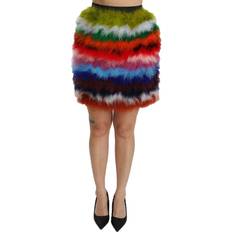 Dolce & Gabbana High Waist Mini Feather Skirt - Multicolor