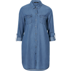 Vero Moda Silla LS Short Dress - Medium Blue Denim