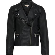 Viskose Kinderbekleidung Only Freya Biker Imitation Leather Jacket - Black (15198182)