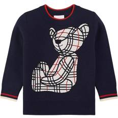 Wool Tops Children's Clothing Burberry Kid's Intarsia Bear Wool Blend Sweater - Midnight Blue
