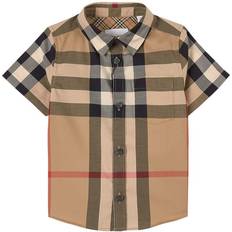 Kurze Ärmel Hemden Burberry Kid's Vintage Check Stretch Cotton Shirt - Archive Beige