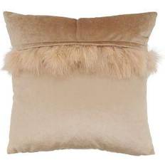 Saro Lifestyle Velvet Faux Fur Complete Decoration Pillows Beige (45.72x45.72)