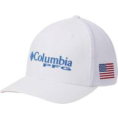 Columbia PFG Logo Mesh Ball Cap High Crown - White/Vivid Blue/USA Flag