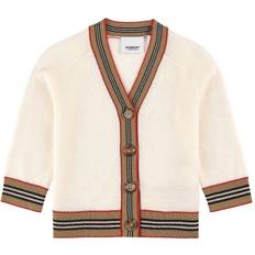 Wool Tops Children's Clothing Burberry Baby's Icon Stripe Trim Wool Cardigan - Ivory