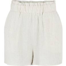 Beige - Damen Shorts Y.A.S Women's linen stretch waist shorts, White
