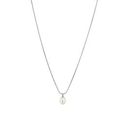 Astrid & Agnes Palma Single Long Necklace - Silver/Pearl
