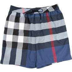 Men Swimming Trunks Burberry Exaggerated Check Drawcord Swim Shorts - Carbon Blue