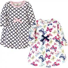 Touched By Nature Toddler Organic Cotton Long Sleeve Dresses 2-pack - Bright Butterflies