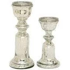 Silver Mercury Glass Traditional Candle Holder Set of 2 Candle Holder 2