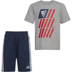 adidas Little Boy's Short Sleeve Graphic T-shirt & Shorts Set - Medium Gray Heather