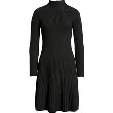 French Connection Mari Rib Knit Long Sleeve Minidress - Black