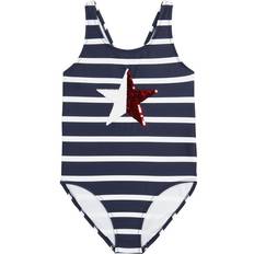 Tommy Hilfiger Girl's Star Logo Striped One Piece Swimsuit - Navy Blazer (TGSFK02S405)