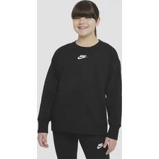 Nike Girls' Club Fleece Boyfriend Crewneck Sweatshirt Black/White