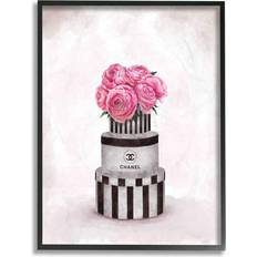 Stupell Industries Fashion Flower Box Stack Pink Painting Framed Art 16x20"