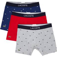 Lacoste Men's Underwear Lacoste Men’s Branded Waist Long Stretch Boxer Brief 3-pack - Navy Blue/Grey Chine/Red