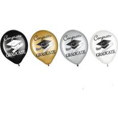 Amscan Graduation Balloons Gold/Silver/Black/White 12 (15 per package)