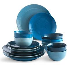 Sango 16pc Stoneware Siterra Dinnerware Set Blue Dinner Set