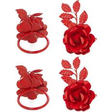 Dishwasher Safe Napkin Rings Vibhsa Red Rose Set Of 4 Napkin Ring