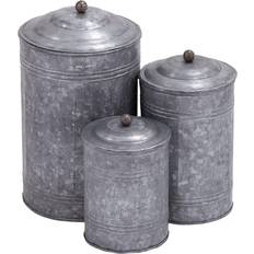 Gray Kitchen Containers Olivia & May 3pc Decorative Galvanized Metal Canister Set Silver Kitchen Container