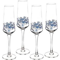 Spode Champagne Glasses Spode Blue Italian Flutes, Set of 4 Champagne Glass 4