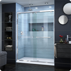 Electrical Enclosures DreamLine DL-7004L-88-01 Encore 30" D X 60" W Semi-Frameless Bypass Shower Door In Chrome With Left Drain Black Acrylic