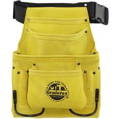 Tool Belts Graintex 10-Pocket Suede Leather Nail and Tool Pouch with Belt in Yellow