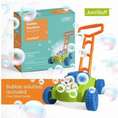 JussStuff Lawn Mower Bubble Machine Musical Push Toy Kids and Toddlers Green Blue Green Blue