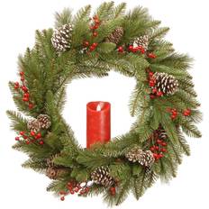 National Tree Company Candlesticks, Candles & Home Fragrances National Tree Company 24" Bristle Berry Wreath With Battery-Operated Green Green 24in Scented Candle