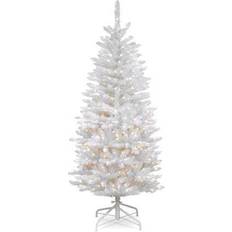White Christmas Trees National Tree Company 4.5-ft. Pre-Lit Kingswood White Fir Pencil Artificial Christmas Christmas Tree