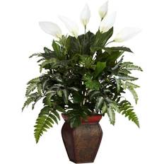 Artificial Plants Nearly Natural Silk Mixed Greens with Spathyfillum Plant
