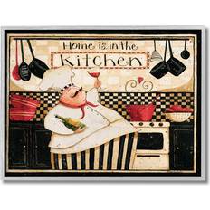 Stupell Industries Home Decor Home is in the Kitchen with Happy Chef Illustration Wall Art, Beig/Green, 16X20 16X20