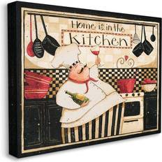 Stupell Industries Home is in the Kitchen with Happy Chef Illustration Canvas Wall Multi-Color 30 x 40