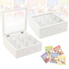 Weiß Teedosen White Tea Box MDF with 9 Compartments [267931] Teedose