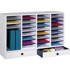 Tool Storage 32 Compartment Adjustable Literature Organizer w/ Drawer Gray
