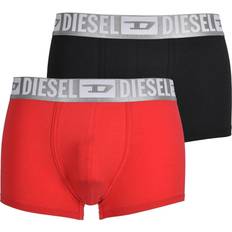 Diesel 2-Pack Jeans Logo Metallic Waistband Boxer Trunks, Black/Red
