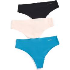 Calvin Klein Invisibles Thong 3-pack - Tapestry Teal/Beechwood/Black