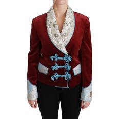 Multicolored - Women Blazers Dolce & Gabbana Womens Velvet Baroque Crystal Blazer Jacket Cotton