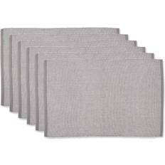 Place Mats DII 2-Tone Ribbed Placemats In Grey/white (Set Of 6) white Placemat Set Place Mat
