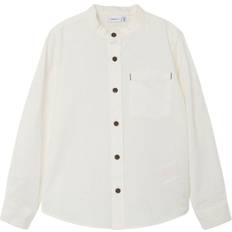 Braun Oberteile Name It Boys' long-sleeve organic cotton shirt, White