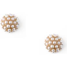 Metall Øredobber Orelia Encrusted Domed Stud Earrings - Gold/Pearls