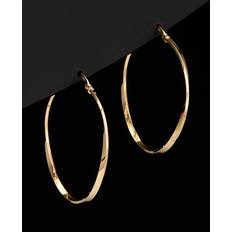 Women Earrings Italian Gold Round Hoops - Gold